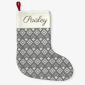 Fair Isle Grey en White Star Sweater Pattern Kleine Kerstsok (Voorkant)