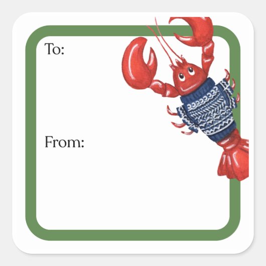 Fair Isle Lobsters Square Sticker (Voorkant)