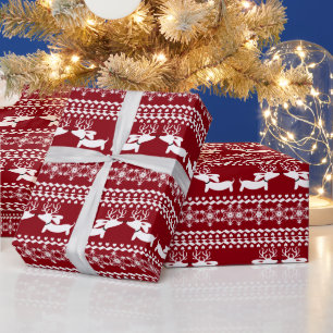 Fair Isle Reindeer Doxie Gift Wrappapier Cadeaupapier