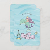 Fair Skin Paarse zeemeermin met dolfijn Bedankkaart (Voorkant / Achterkant)