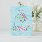 Fair Skin Paarse zeemeermin met dolfijn Bedankkaart (Staand voorkant)