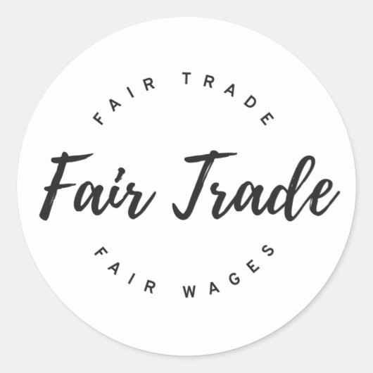 Fair trade-script ronde sticker (Voorkant)