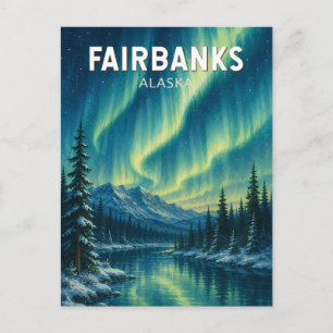 Fairbanks Alaska Illustratie Reis Kunst Vintage Briefkaart