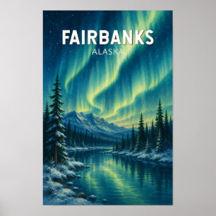 Fairbanks Alaska Illustratie Reis Kunst Vintage Poster