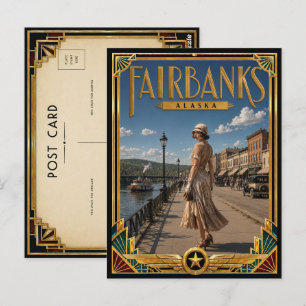 Fairbanks Alaska Vintage Art Deco Gouden Tijdperk Briefkaart