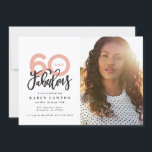 Faire 60 belle invitation d'anniversaire photo<br><div class="desc">Faire 60 look,  soixante et fabuleuse invitation d'anniversaire photo. Texte de script moderne sur la conception de typographie de tendance. Partie d'une collection. Les couleurs peuvent être customisées.</div>