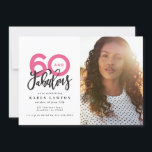 Faire 60 belle invitation d'anniversaire photo<br><div class="desc">Faire 60 look,  soixante et fabuleuse invitation d'anniversaire photo. Texte de script moderne sur la conception de typographie de tendance. Partie d'une collection. Les couleurs peuvent être customisées.</div>