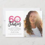 Faire 60 belle invitation d'anniversaire photo<br><div class="desc">Faire 60 look,  soixante et fabuleuse invitation d'anniversaire photo. Texte de script moderne sur la conception de typographie de tendance. Partie d'une collection. Les couleurs peuvent être customisées.</div>