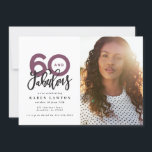 Faire 60 belle invitation d'anniversaire photo<br><div class="desc">Faire 60 look,  soixante et fabuleuse invitation d'anniversaire photo. Texte de script moderne sur la conception de typographie de tendance. Partie d'une collection. Les couleurs peuvent être customisées.</div>