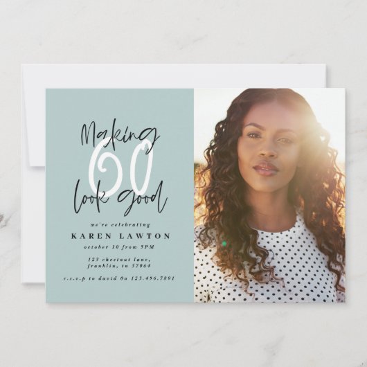 Faire 60 belle invitation d'anniversaire photo (Devant)