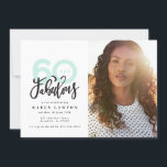 Faire 60 belle invitation d'anniversaire photo<br><div class="desc">Faire 60 look,  soixante et fabuleuse invitation d'anniversaire photo. Texte de script moderne sur la conception de typographie de tendance. Partie d'une collection. Les couleurs peuvent être customisées.</div>