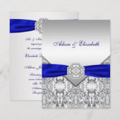 Faire Argent Et Invitations De Mariage Bleu Royal (Devant / Derrière)
