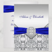 Faire Argent Et Invitations De Mariage Bleu Royal (Devant / Derrière)