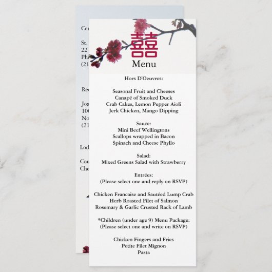 Faire bon accueil au double menu de Sakura de (Devant / Derrière)