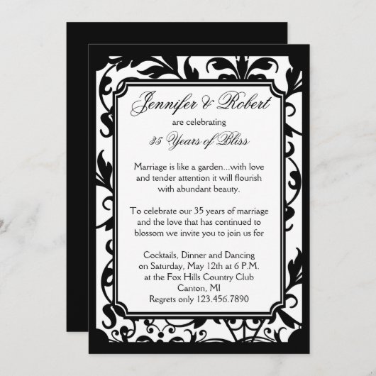 Faire carte d'anniversaire de mariage en damassé n (Devant / Derrière)