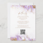 Faire carte de mariage code QR lavande or marbre (Dos)