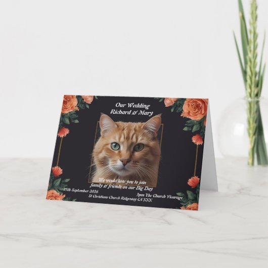Faire carte de mariage Élégance de chat (Devant)