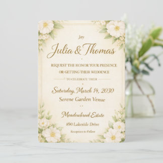 Faire carte de mariage Florale orange Élégante Tem