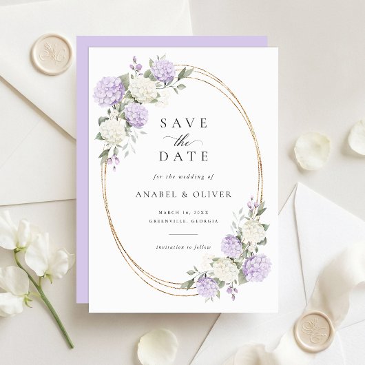 Faire carte de mariage 'Hydrangea Violet Élegant'