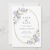 Faire carte de mariage 'Hydrangea Violet Élegant' (Devant)