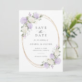 Faire carte de mariage 'Hydrangea Violet Élegant' (Debout devant)
