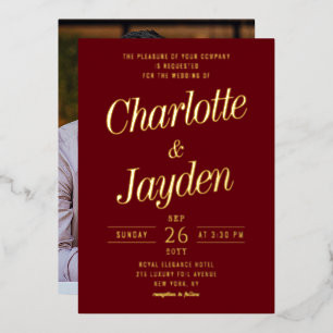 Faire carte de mariage photo à motif rosewood