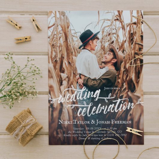 Faire carte de mariage photo avec écriture pinceau