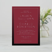 Faire carte de mariage typographique bordeaux élég (Debout devant)
