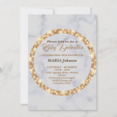 faire carte d'invitation de dédicace de bébé en or (Devant)