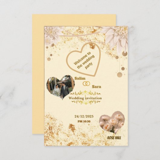 Faire carte d'invitation de mariage  (Devant / Derrière)