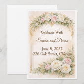 Faire carte d'invitation de mariage à arche floral (Devant / Derrière)