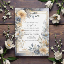 Faire carte d'invitation de mariage à cadre floral