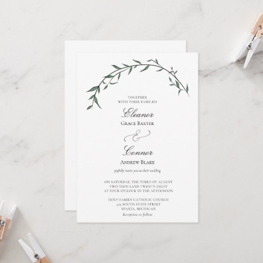 Faire carte d'invitation de mariage à l'arche de s (Devant/Arrière en situation)