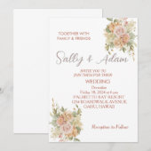 Faire carte d'invitation de mariage aux fleurs ros (Devant / Derrière)