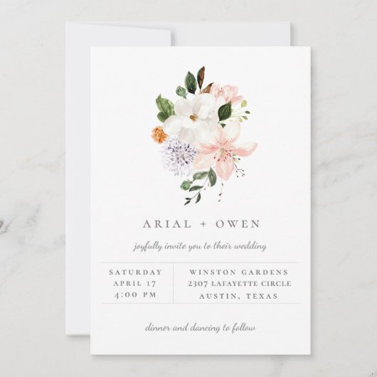 Faire carte d'invitation de mariage avec bouquet f (Devant)