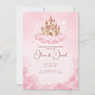 Faire carte d'invitation de mariage avec un châtea