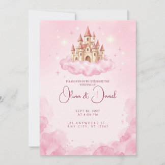 Faire carte d'invitation de mariage avec un châtea