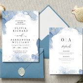 Faire carte d'invitation de mariage bleu et or min