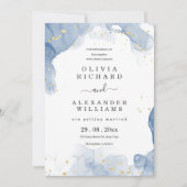 Faire carte d'invitation de mariage bleu et or min (Devant)