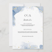 Faire carte d'invitation de mariage bleu et or min (Dos)