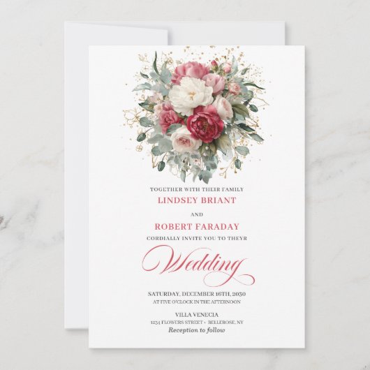 Faire carte d'invitation de mariage Boho Blush Bla (Devant)