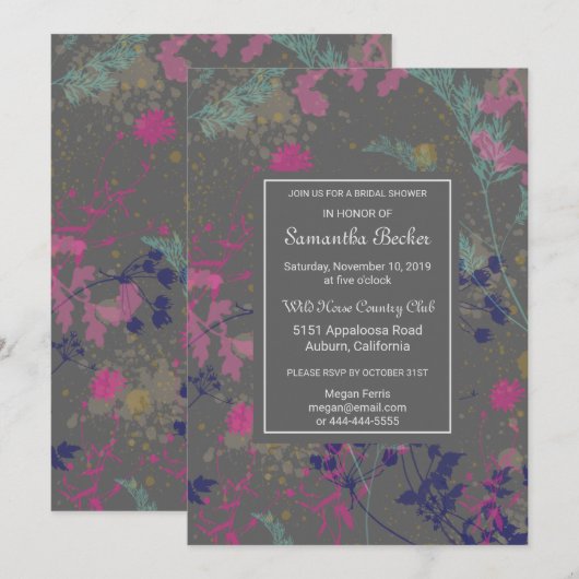 Faire carte d'invitation de mariage botanique (Devant / Derrière)