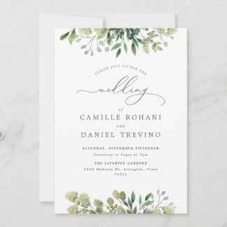 Faire carte d'invitation de mariage botanique à ve