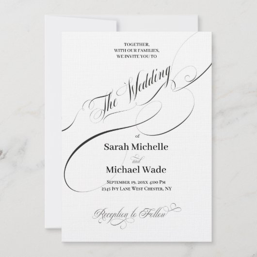 Faire carte d'invitation de mariage en calligraphi (Devant)
