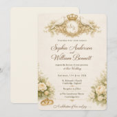 Faire carte d'invitation de mariage Floral orange (Devant / Derrière)