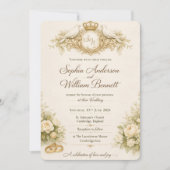 Faire carte d'invitation de mariage Floral orange (Devant)