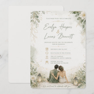 Faire carte d'invitation de mariage Florale orange