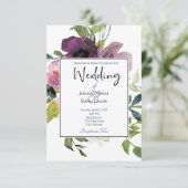 Faire carte d'invitation de mariage florale rose e (Debout devant)