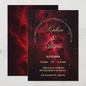 Faire carte d'invitation de mariage Galaxie Rouge (Devant / Derrière)