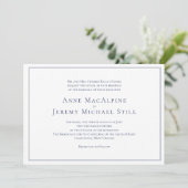 Faire carte d'invitation de mariage Navy avec bord (Debout devant)